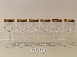 Vintage Lot of 6 Lenox Autumn Wide Gold Encrusted Band Wine Glass 7 1/4 Inch