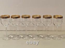 Vintage Lot of 6 Lenox Autumn Wide Gold Encrusted Band Wine Glass 7 1/4 Inch