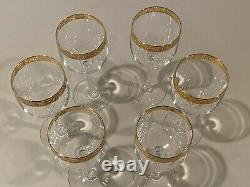 Vintage Lot of 6 Lenox Autumn Wide Gold Encrusted Band Wine Glass 7 1/4 Inch