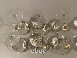 Vintage Lot of 6 Lenox Autumn Wide Gold Encrusted Band Wine Glass 7 1/4 Inch