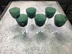 Vintage Lot of 6 Tiffin Killarney Green Wine Glass 6 1/8 MCM 1950's Table Read