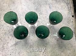 Vintage Lot of 6 Tiffin Killarney Green Wine Glass 6 1/8 MCM 1950's Table Read