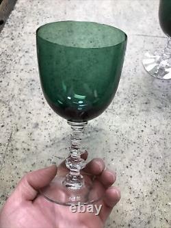 Vintage Lot of 6 Tiffin Killarney Green Wine Glass 6 1/8 MCM 1950's Table Read