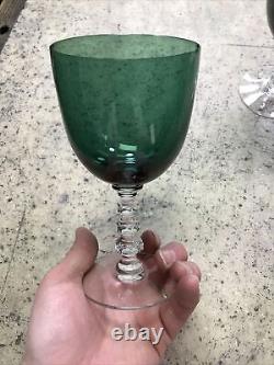 Vintage Lot of 6 Tiffin Killarney Green Wine Glass 6 1/8 MCM 1950's Table Read