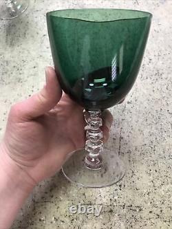 Vintage Lot of 6 Tiffin Killarney Green Wine Glass 6 1/8 MCM 1950's Table Read
