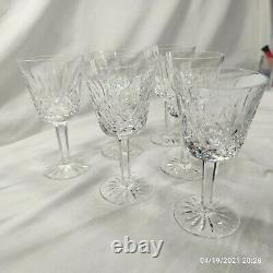 Vintage Lot of 6 Waterford Irish Crystal LISMORE 5 7/8 White Wine Goblets