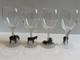 Vintage Luminarc France Safari Wine Glasses Set of 4 Frosted Stem Pewter Animals