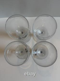 Vintage Luminarc France Safari Wine Glasses Set of 4 Frosted Stem Pewter Animals