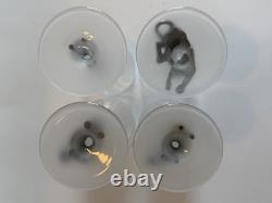 Vintage Luminarc France Safari Wine Glasses Set of 4 Frosted Stem Pewter Animals