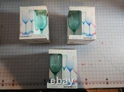 Vintage Luminarc France Vive Turquoise Wine Glasses-3 Boxes- Set of 4 12 Total