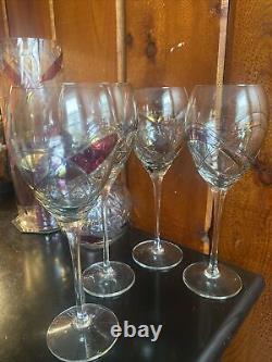 Vintage Luminescence Milano Stained Glass Wine Set Of 4. With Candle Holders 2