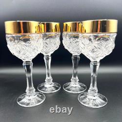 Vintage Luxury Barware 22k Gold Nachtmann Amaris Wine Glasses Cut Crystal