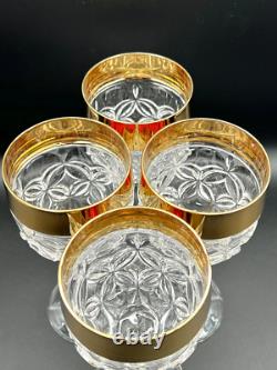 Vintage Luxury Barware 22k Gold Nachtmann Amaris Wine Glasses Cut Crystal
