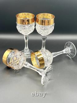 Vintage Luxury Barware 22k Gold Nachtmann Amaris Wine Glasses Cut Crystal