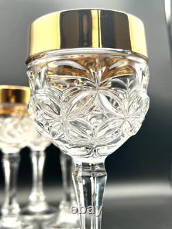 Vintage Luxury Barware 22k Gold Nachtmann Amaris Wine Glasses Cut Crystal