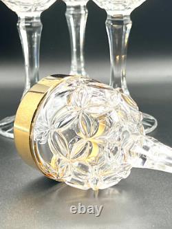 Vintage Luxury Barware 22k Gold Nachtmann Amaris Wine Glasses Cut Crystal