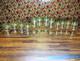 Vintage MCM 12-Piece Clear Stemmed Wine Glass Set Green Band Gold Medallion