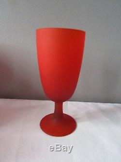 Vintage MCM 1960's Lot of 8 Murano Italy Satinato Sunset Red Wine Glasses