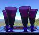 Vintage MCM Amethyst and Cobalt Wine/Water Hand Blown Stunning Glassware/Barware