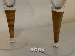 Vintage MCM Carl Aubock wine glasses Ratan Cane Wrapped Stemware 7.5
