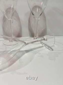Vintage MCM Czech Crystal Cranberry Cut Dots Champagne or Wine Glasses Set of 6