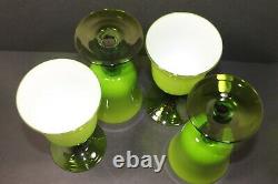 Vintage MCM Italy Carlo Moretti Green Cased White Wine Glasses Set of 4