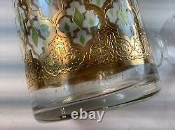 Vintage MCM Valencia by Culver Gold Wine Glasses, Decanter And Stopper