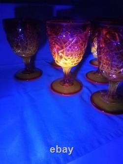 Vintage MCM Viking Amberina Sunset Yesteryear Water/wine Goblet Set 6 1957 Glows