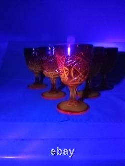Vintage MCM Viking Amberina Sunset Yesteryear Water/wine Goblet Set 6 1957 Glows