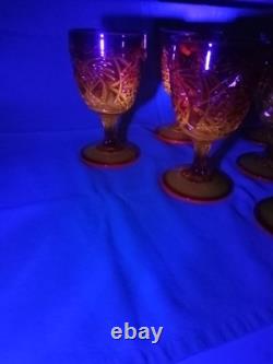 Vintage MCM Viking Amberina Sunset Yesteryear Water/wine Goblet Set 6 1957 Glows