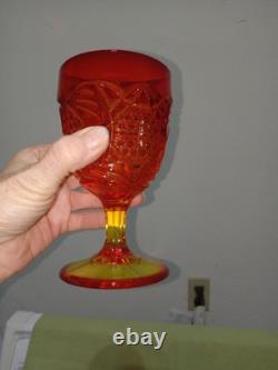 Vintage MCM Viking Amberina Sunset Yesteryear Water/wine Goblet Set 6 1957 Glows