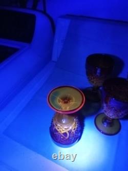 Vintage MCM Viking Amberina Sunset Yesteryear Water/wine Goblet Set 6 1957 Glows
