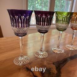 Vintage MF Cristal De Paris Multicolor Crystal Wine Glasses Set Of 5