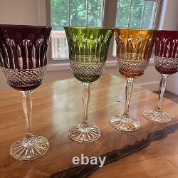 Vintage MF Cristal De Paris Multicolor Crystal Wine Glasses Set Of 5