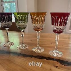 Vintage MF Cristal De Paris Multicolor Crystal Wine Glasses Set Of 5