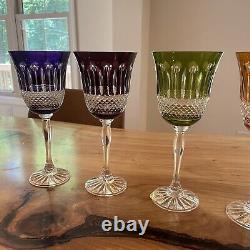 Vintage MF Cristal De Paris Multicolor Crystal Wine Glasses Set Of 5