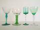 Vintage MID Century European Collected Green Wine Glasses Mixed Set Of 4