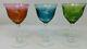 Vintage MOSER Crystal Wine Glasses 5 oz Multi Colored Birds of the Wild