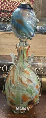 Vintage MURANO ART GLASS Hand Blown Clown Wine Decanter/Bottle Italy Italian