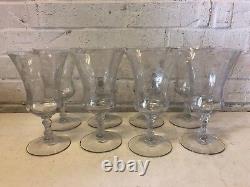 Vintage Manner of Fostoria Set of 8 Floral Etched Wine Glasses