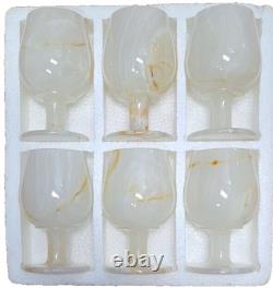 Vintage Marble Onyx Wine Glass Set of 6