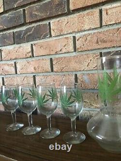 Vintage Marijuana Wine Decanter And Wine Glass Set Of Four