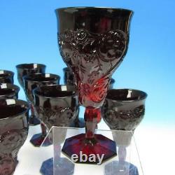 Vintage McKee Red Rock Crystal Glass 10 Tall Footed Wine or Water Goblets