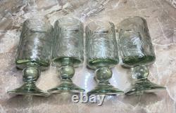 Vintage Mexican etched rocks glasses, Condessa, Nussbaumer, Flay, design 4 pc