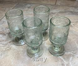 Vintage Mexican etched rocks glasses, Condessa, Nussbaumer, Flay, design 4 pc
