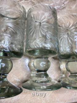 Vintage Mexican etched rocks glasses, Condessa, Nussbaumer, Flay, design 4 pc
