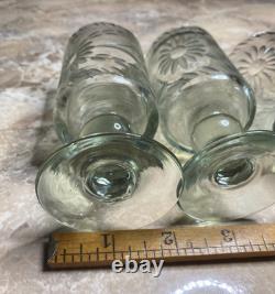 Vintage Mexican etched rocks glasses, Condessa, Nussbaumer, Flay, design 4 pc