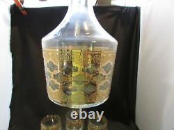 Vintage Mid Century CULVER VALENCIA Glass Decanter 6 Stems Wine Glasses WithStand
