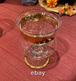 Vintage Mid-Century Gold Rimmed Stemware Set 30+ incl rare Shrimp cocktail
