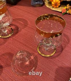 Vintage Mid-Century Gold Rimmed Stemware Set 30+ incl rare Shrimp cocktail